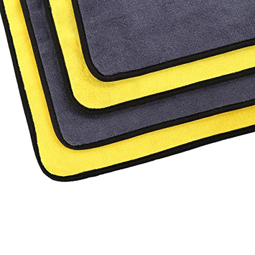 SOFTBATFY Ultrasoft, Large, Thick and Quick Drying Car Microfiber Cleaning Towel 800GSM Polishing Waxing Auto Detailing Towel Cloth (6pack,16 x 16inches) (Grey-Yellow) - color: 6pack,16 X 16inches Grey-yellow