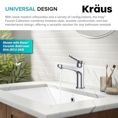 KRAUS Indy Single Handle One Hole Bathroom Sink Faucet in Chrome, KBF-1411CH - color: Chrome, style: Basin + Pop-Up Drain