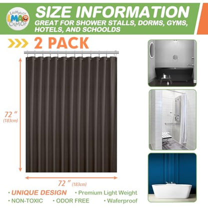 2 Pack | Taupe Plastic Shower Curtain Or Liner, 72x72 Inch Lightweight Plastic Bathroom Shower Showroom Inner Curtain with Rustproof Metal Grommet Holes and Weighted Magnets - color: Taupe