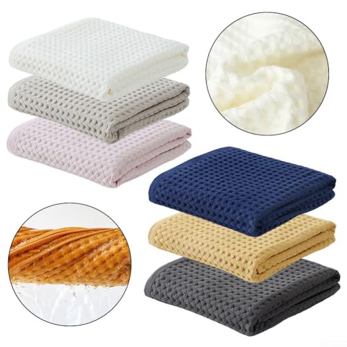 Soft textured waffle cotton towels, a reliable three-piece collection for all household needs (Brown) - size: Brown