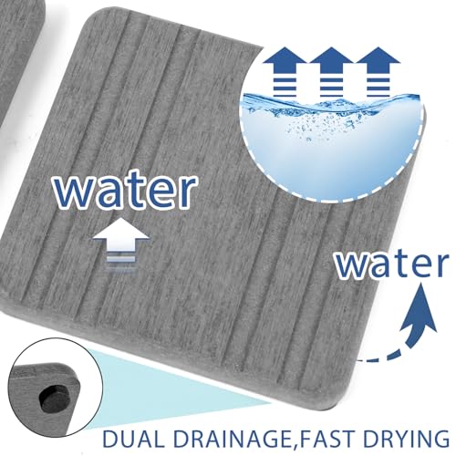 2PCS Water Absorbing Stone Tray, Quick Drying Diatomite Stone Sink Tray, Water Absorbent Diatomite Coasters for Kitchen Sink, Bathroom Counter Hand Soap Dish Toothbrush Holders - color: 2pcs 21×10cm Gray Stripe