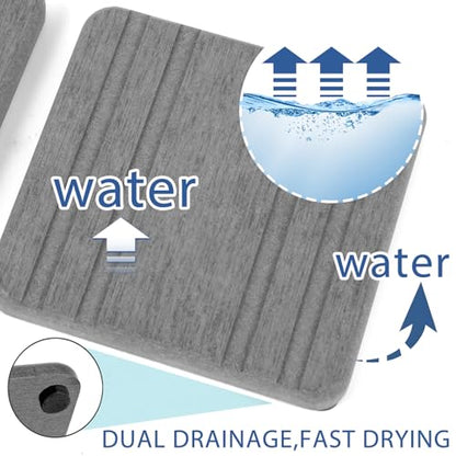 2PCS Water Absorbing Stone Tray, Quick Drying Diatomite Stone Sink Tray, Water Absorbent Diatomite Coasters for Kitchen Sink, Bathroom Counter Hand Soap Dish Toothbrush Holders - color: 2pcs 21×10cm Gray Stripe