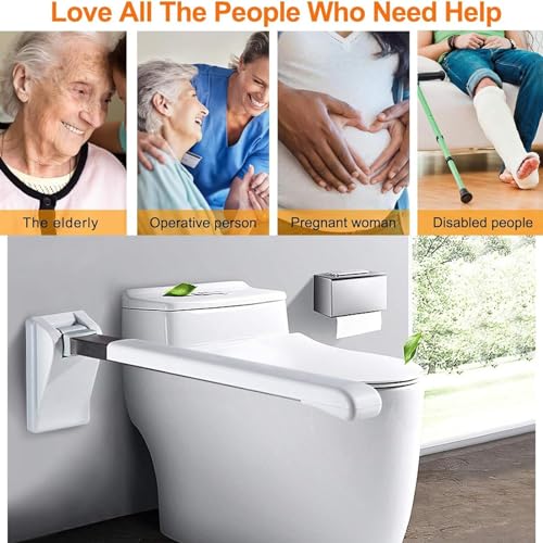 CEEBUS Bathroom/Toilet Handrail, Foldable Drop Down Toilet Rail Support, Bathroom Grip Wall Mounted Safety Grab, Stainless Steel Modern Handrail