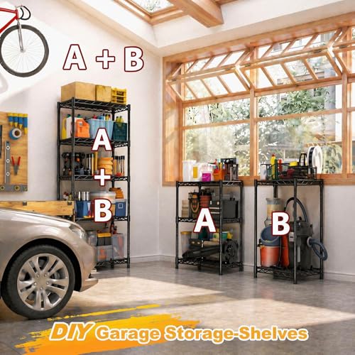 GRANNY SAYS 3-Tier Narrow Storage Shelves for Small Spaces, 18" W Metal Shelving Unit, Adjustable Storage Rack, Freestanding Shelf for Laundry Room, Bathroom, Kitchen Pantry, Black - size: 18"W x 35"H x 12"D