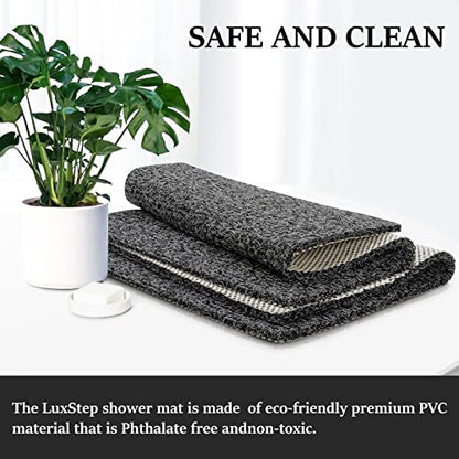 LuxStep Shower Mat Bathtub Mat,Non-Slip Bath Mat with Drain, Quick Drying | 32x16 inch, PVC Loofah Bathmat for Tub,Shower,Bathroom,Black - color: Black, size: 32" x 16"