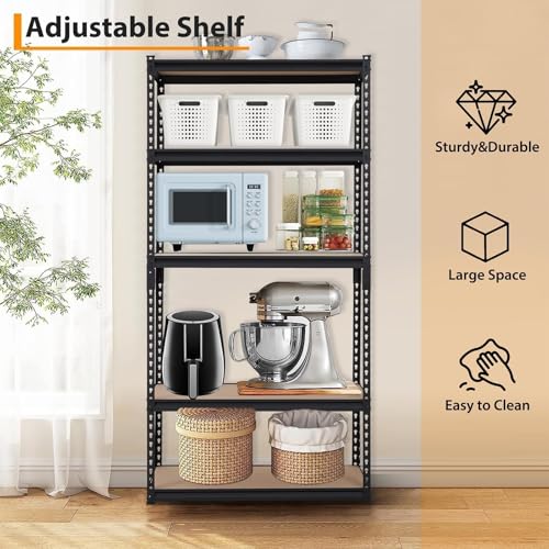 Storage Shelving Unit, 5-Tier Adjustable Metal Storage Shelves, 36" L x 18" W x 72" H Heavy Duty Garage Storage Shelves for Kitchen Pantry Basement Bathroom Laundry - size: 36" L x 18" W x 72" H