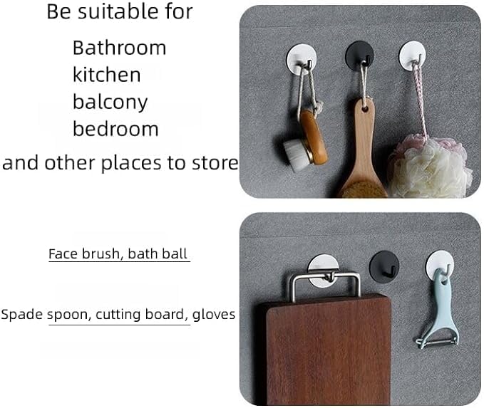 Adhesive Hooks Heavy Duty Shower Hook 4 Pack Waterproof, Black Stick on Hooks for Hanging Loofah Towel Robe Clothes, Removable Stainless Steel Bathroom Adhesive Wall Hooks