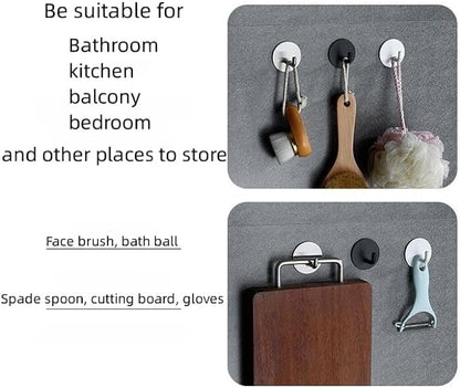 Adhesive Hooks Heavy Duty Shower Hook 4 Pack Waterproof, Black Stick on Hooks for Hanging Loofah Towel Robe Clothes, Removable Stainless Steel Bathroom Adhesive Wall Hooks
