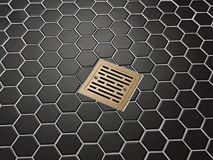 Delta Faucet 4 Inch Tile-In Square Shower Floor Drain Gold, Shower Drain Kit, Square Shower Drain, Chrome Shower Drain, Shower Floor Drain, Champagne Gold DT062412-CZ - color: Champagne Bronze