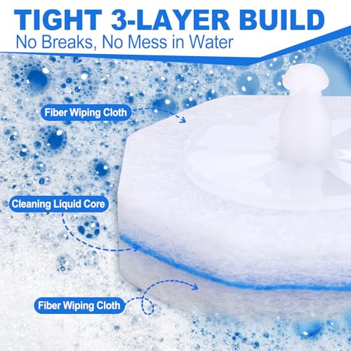 100 Pack Toilet Brush Refills, Disposable Toilet Cleaning Pads | Textured Toilet Scrubber Replacement Heads for Bathroom Cleaning, Designed for Everyday Household Use - size: 1 Count (Pack of 100)