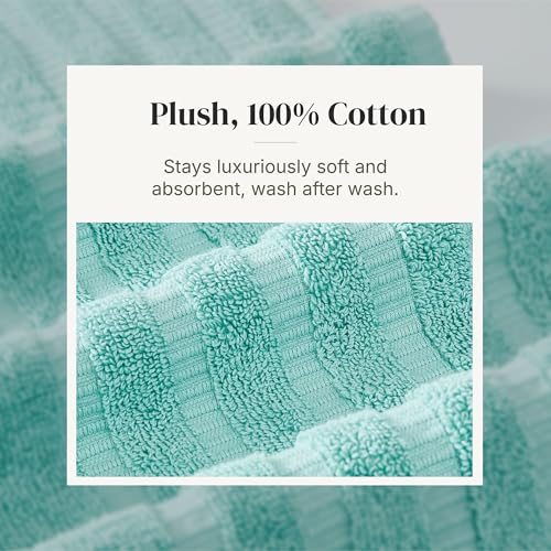 Modern Threads 6 Piece Bath Towel Set – Bathroom Set with 2 Bath Towels, 2 Hand Towels, and 2 Wash Cloths – 100% Cotton, Super Absorbent & Extra Soft – Reversible Natural Vine (Aqua) - color: Aqua