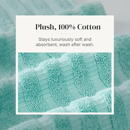 Modern Threads 6 Piece Bath Towel Set – Bathroom Set with 2 Bath Towels, 2 Hand Towels, and 2 Wash Cloths – 100% Cotton, Super Absorbent & Extra Soft – Reversible Natural Vine (Aqua) - color: Aqua