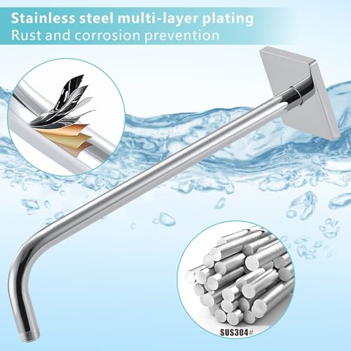 Shower Arm with 3.5" Flange, 15 Inch Wall Mount Replacement Shower Head Arm For Fixed Shower Heads and Handheld Showerhead, Chrome - color: Chrome, style: 15 Inch