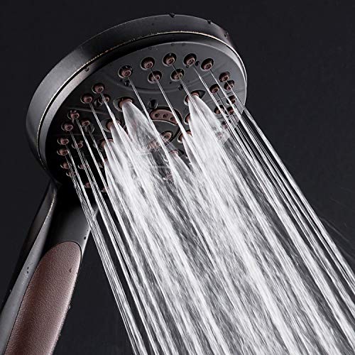 High Pressure 6-setting Luxury Handheld Shower Head, 6 Foot Stainless Steel Hose, Anti Clog Jets, Anti Slip Grip, Top US Brand, Includes Extra Wall Bracket - Oil Rubbed Bronze Finish - color: Oil Rubbed Bronze, style: 2.5 Gallons Per Minute