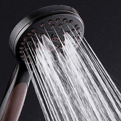 High Pressure 6-setting Luxury Handheld Shower Head, 6 Foot Stainless Steel Hose, Anti Clog Jets, Anti Slip Grip, Top US Brand, Includes Extra Wall Bracket - Oil Rubbed Bronze Finish - color: Oil Rubbed Bronze, style: 2.5 Gallons Per Minute