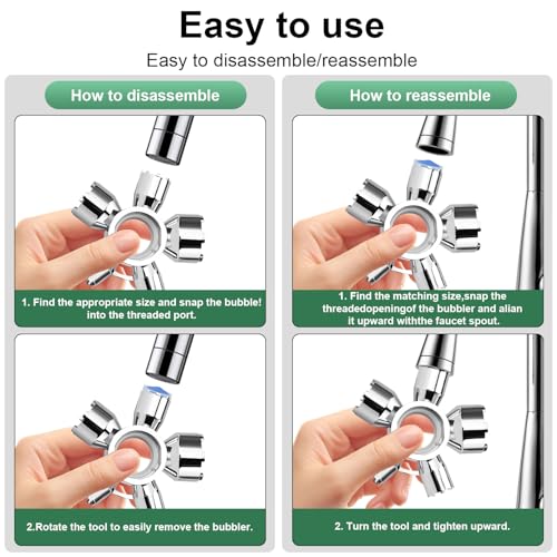 Upgraded Metal 10-in-1 Faucet Aerator Tool Kit,Includes 16 Pack Replacement Faucet Aerators M16.5/M18.5/M21.5/M24 (4 Each Size),Universal Heavy-Duty Removal Key,Must-Have DIY Plumbing Fixes