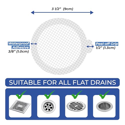 Disposable Hair Catcher Shower Drain Mesh Stickers, 35 Pack