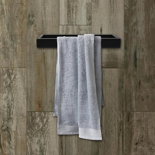 YARNOW Towel Holder Towel Ring Bathroom Square Stainless Steel for Wall Mounted Organizer Rust Resistant Black Rectangle with Sleek Modern Design for Small Bathroom Layouts