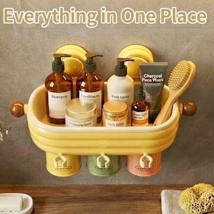 Toothbrush Holder for Bathroom,3 Cups Toothbrush Holder Set Wall Mounted, Ideal Bathroom Accessories Organization (Cream Powder) - color: Cream Powder