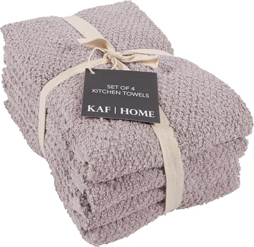 KAF Home Set of 4 Deluxe Popcorn Terry Kitchen Towels | 20 x 30 Inches | 100% Cotton Kitchen Dish Towels (Lilac) - color: Lilac