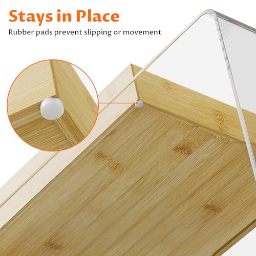 Bamboo Drawer Organizer with 9 Adjustable Compartments, Desk Storage Tray | Natural Bamboo, Flexible Modular Trays, Water-Resistant, Adjustable, Excellent Organization, Easy to Clean, Non-Slip Design - size: 9 Compartments