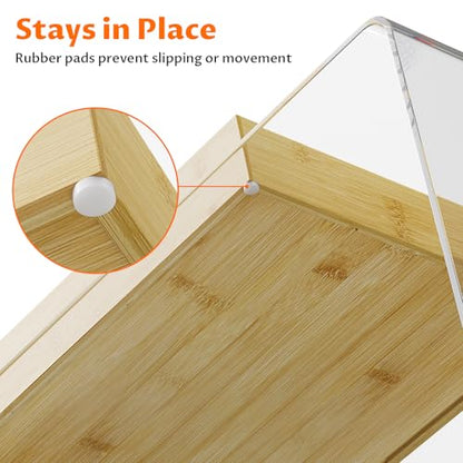 Bamboo Drawer Organizer with 9 Adjustable Compartments, Desk Storage Tray | Natural Bamboo, Flexible Modular Trays, Water-Resistant, Adjustable, Excellent Organization, Easy to Clean, Non-Slip Design - size: 9 Compartments