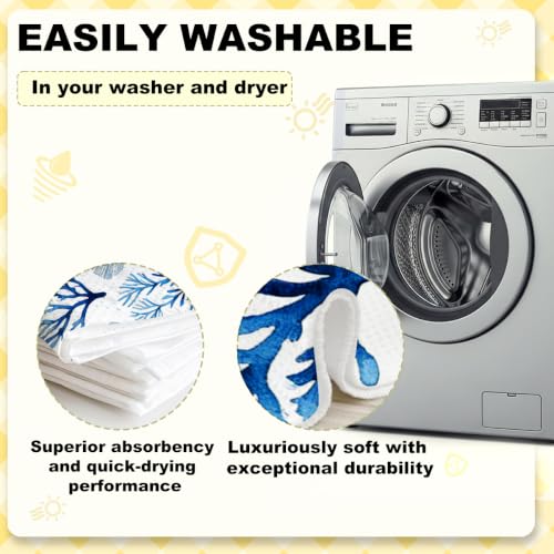 2 Pcs Coastal Beach Waffle Kitchen Towel Soft Absorbent Hand Tea Towels - color: Multi 1571