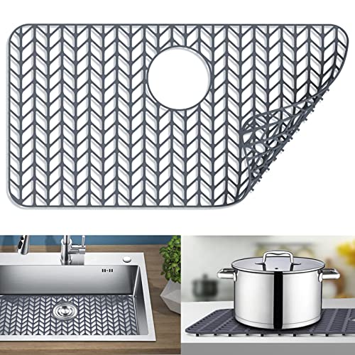 Sink Protectors for Kitchen Sink 26"x 14"Rear Silicone Sink Mat | Various sizes and styles,Protector for sinks and dish,Withstand to 500F,Food-grade silicone .Non-slip and raised feet - size: 26"x14" Rear