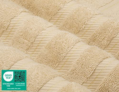American Soft Linen 100% Cotton Luxury Turkish Towels, 4 PC Bath Towel Set | Soft Absorbent Quick Dry OEKO Tex Standard 100 Certificated Durable Machine Washable Premium Hotel Quality - color: Beige, size: 27"x54"