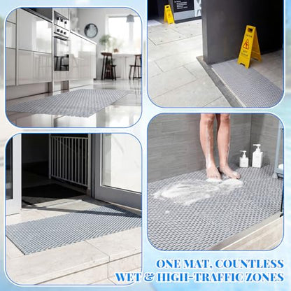 Nuanchu Non Slip Pool Drainage Mat 1.3 x 10 ft Heavy Duty PVC Wet Area Floor Mat with Fast Drainage Holes Cuttable for Swimming Pool Side, Bathroom, Spa, Patio, Commercial, Outdoor Walkway - size: 1.3 x 10 ft