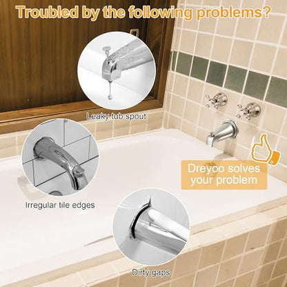 Diverter Tub Spout Compatible with Kohler GP85556-CP (Brushed Nickel) | Slip On Bathroom Bathtub Faucet Replacement for 1/2"Copper Water Tube, Metal Cover Ring and Foam Gasket Included - color: Brushed Nickel