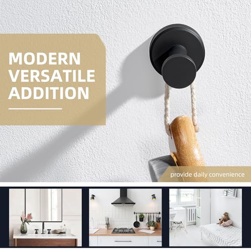 Angle Simple Towel Hook Matte Black, SUS304 Stainless Steel Bathroom Hand Towel Holder, Compact Round Robe Hook Wall Mount - color: Matte Black, size: 1 Pack