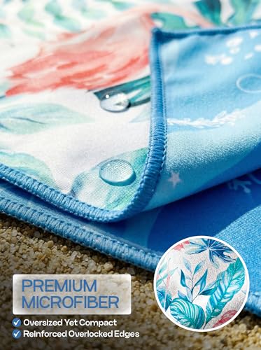 Utopia Towels Thin Microfiber Beach Towel with Travel Bag, 32x71 in (Flamingo) - color: Flamingo & Marine