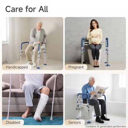 Toilet Safety Rails, Adjustable Bathroom Toilet Frame for Elderly and Handicap, Supports up to 350Lb