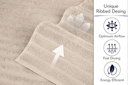 Classic Turkish Towels CTT Premium 2 Pack Bath Towels Set, Made with 100% Turkish Cotton, Spa & Hotel, Quick Drying Towels, Absorbent & Comfy | 27"x54" (Almond Beige) - color: Almond Beige, size: 2-Piece Bath Towel Set