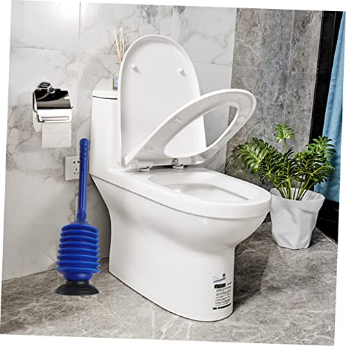 HEALLILY High Pressure Toilet Plunger Blue Bathroom Accessory Professional Plunger for Toilets Ergonomic Handle Reusable and Easy to Clean