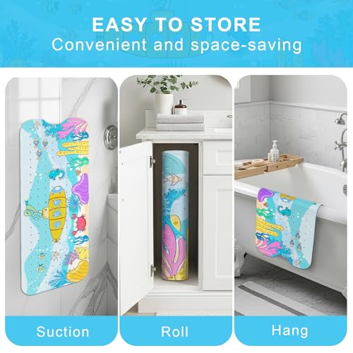 Upgrade Cartoon Baby Bath Mat Non Slip -40"x16" Extra Long Bathtub Mat for Baby Eco Friendly Durable Bath Mat for Tub Non Slip Kids Tub Mat with Suction Cups, Machine Washable and No Fading, Submarine - color: D-submarine