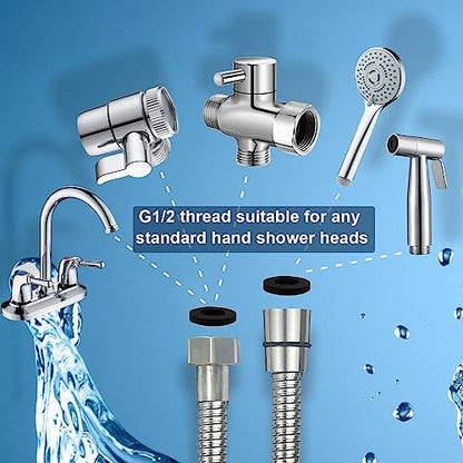 Metal Shower Hose - Extra Long Replacement, Stainless Steel, Universal 1/2" NPT Connection, Silver, 7 Feet, Kit of 1