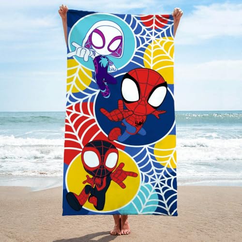 Jay Franco Marvel Spidey & His Amazing Friends Bath Pool Beach Towel - Kids Super Soft & Absorbent 100% Cotton Towel with Ghost Spider and Miles Morales, Measures 28 x 58 - color: Multi - Spidey & Friends