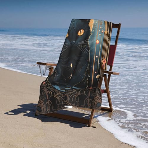 Tarot Card Moon Black Cat Beach Towel Pagan Witchcraft Sand Free Towels for Adult Kids Quick Dry Ultra Absorbent Soft Pool Travel Swim Bath Shower Towel Gifts 52” x 32” - color: Beach Towel11