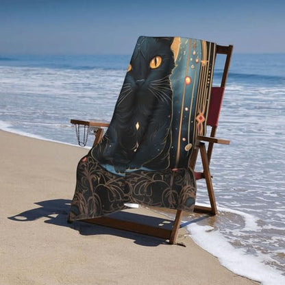 Tarot Card Moon Black Cat Beach Towel Pagan Witchcraft Sand Free Towels for Adult Kids Quick Dry Ultra Absorbent Soft Pool Travel Swim Bath Shower Towel Gifts 52” x 32” - color: Beach Towel11