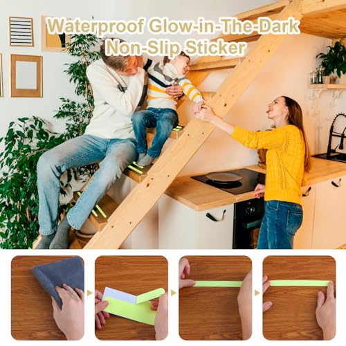 Luminous Non Slip Shower Stickers, Anti Slip Waterproof Bathtub Adhesive Mat Strips, Safe Visible Stair Floor Ladder Tape Decal, Protect Kid Elder for Boat Swimming Pool Health Club (60 Pcs) - color: 60 Pcs