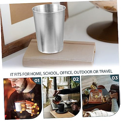 Stainless Steel Water Tumbler Cup Silver Bathroom Beverage Toothbrush Holder Multi Use for Water Juice Soda Easy to Clean Stylish Design - size: 8.50X6.00X6.00CM