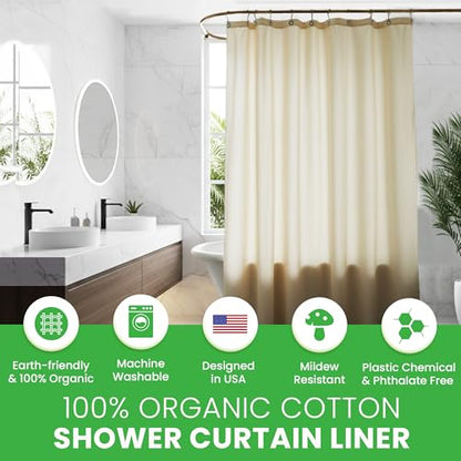 Bean Products Natural Cotton Narrow Shower Stall Curtain Liner - 36x74 - color: Natural, size: 36"W x 74"L (Pack of 1)