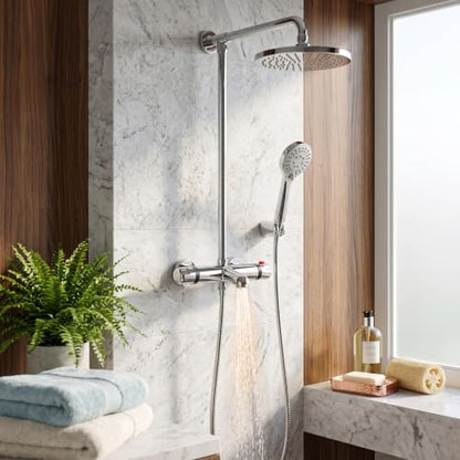 Garosa Thermostatic Faucet Wall Mounted Thermostatic Shower Valve Constant Temperature Hot Cold Water Mixer Valve for Bathroom RV Clawfoot Tub(Nozzle up)