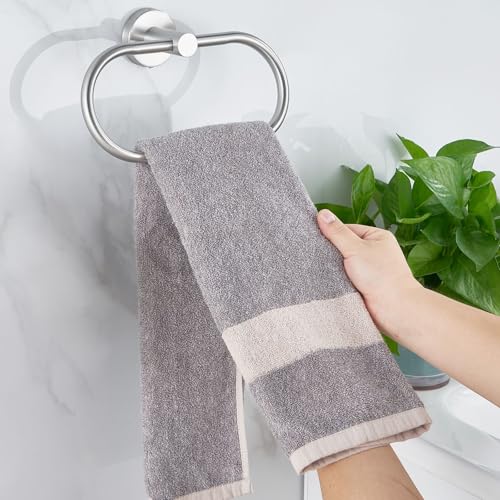 Towel Ring for Bathroom, Brushed Nickel Towel Bar Hangers Wall Mount, Stainless Steel Hand Towel Holder, Modern Round Towel Hanger by Eolax - color: Brushed Nickel