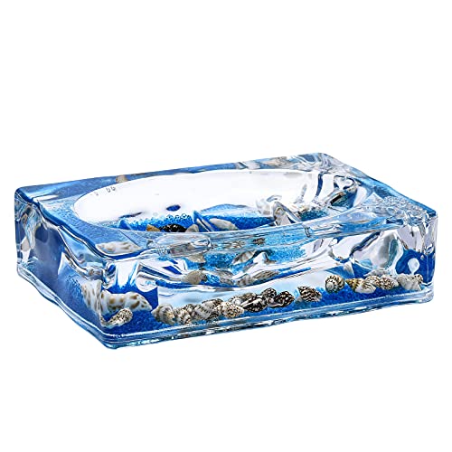 4 Piece Acrylic Liquid 3D Floating Motion Bathroom Vanity Accessory Set Oceam Theme Shell Toothbrush Holder, Tumbler, Soap Dispenser, Soap Dish - size: 4-piece, style: Shell