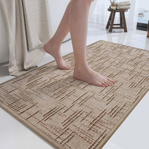 Bath Mat Non Slip,Quick Dry Bathroom Rug Under Door,24"x36",Brown | Absorbent Washable Rubber Backing Bath Rug Shower Mat Bathroom Floor Mat for Sink Bathtub Beside Shower Entrance - color: A- Brown, size: 24" x 36"