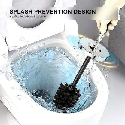 Stainless Steel Toilet Bowl Brush and Holder Set Scrubber Chrome | Weighted Stable Base Removable Inner Tube Toilet Bowl Brush Splash-Proof Design for Deep Cleaning Space Saving Storage - color: Chrome
