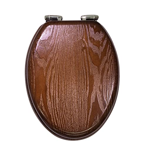 Design House Dalton Elongated Toilet Seat, Java Brown | Surface, Traditional, Wood, Hardware, 560235-JV - color: Dark Wood